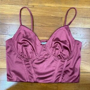 Satin Crop Top in Deep Burgundy